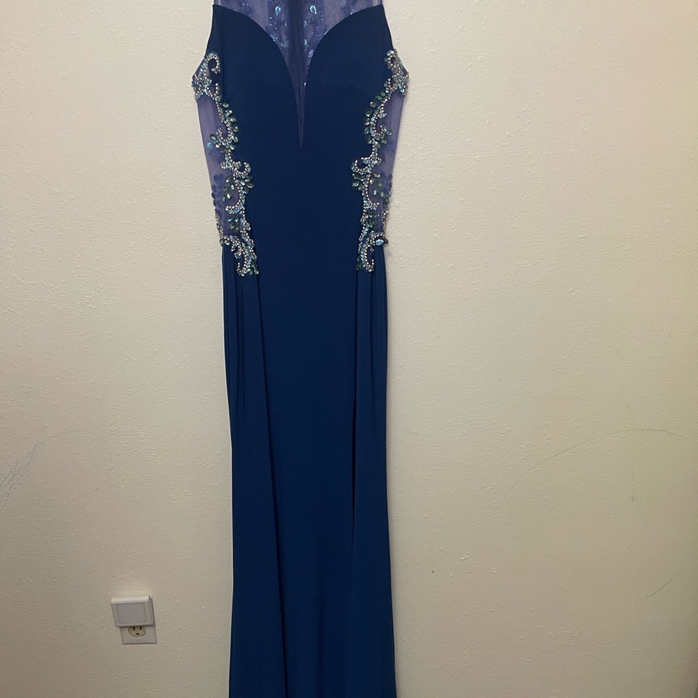Jaaz Couture Side Slit jersey Mermaid  Sz 0 Lined Elegant Formal Dress